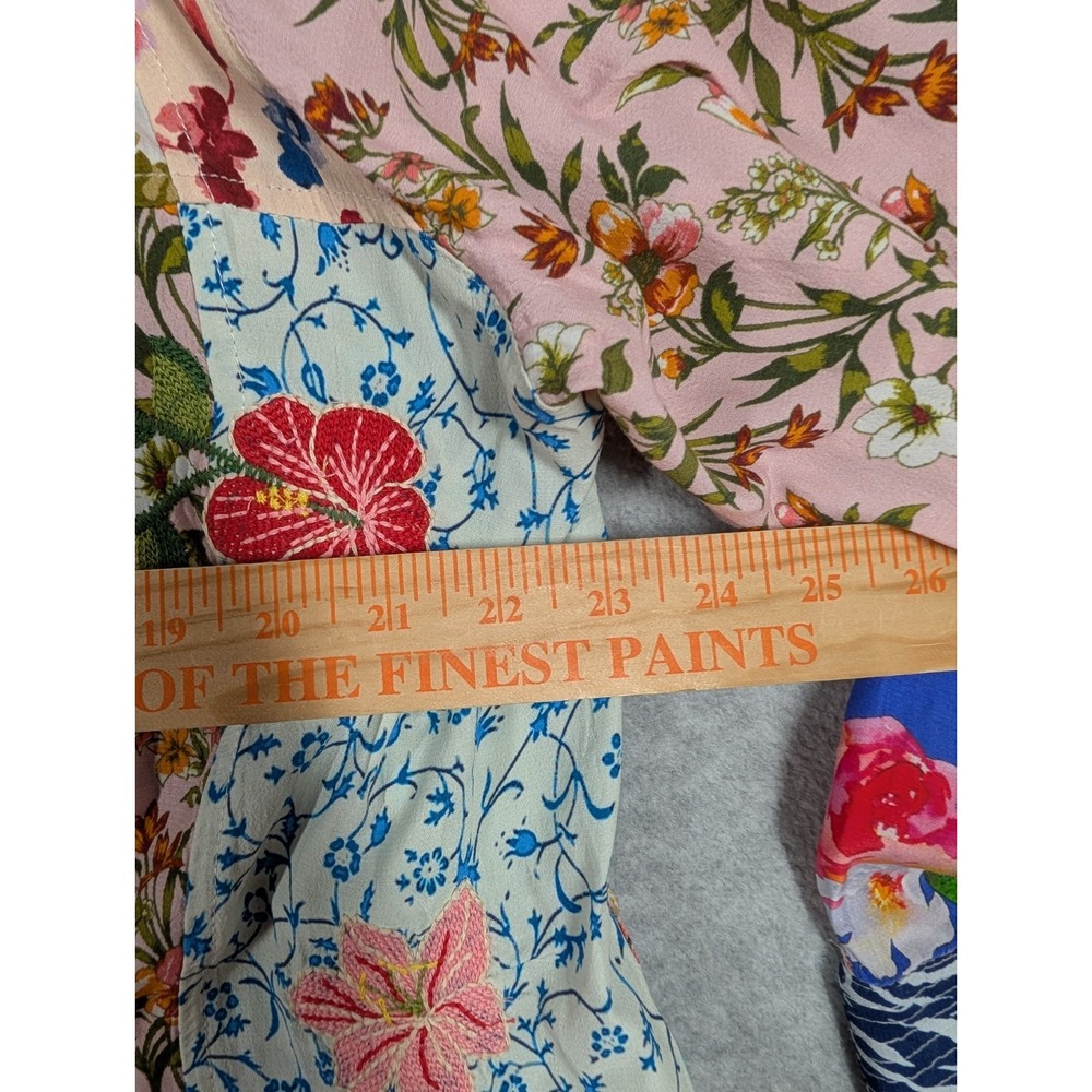 John.Mark Women Sweater Large Cardigan Open Front Floral Patchwork Mix Print - Picture 11 of 15